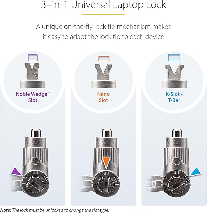 StarTech.com 25-Pack Universal Laptop Lock 6.6ft, Keyed Alike Security Cable - Image 4