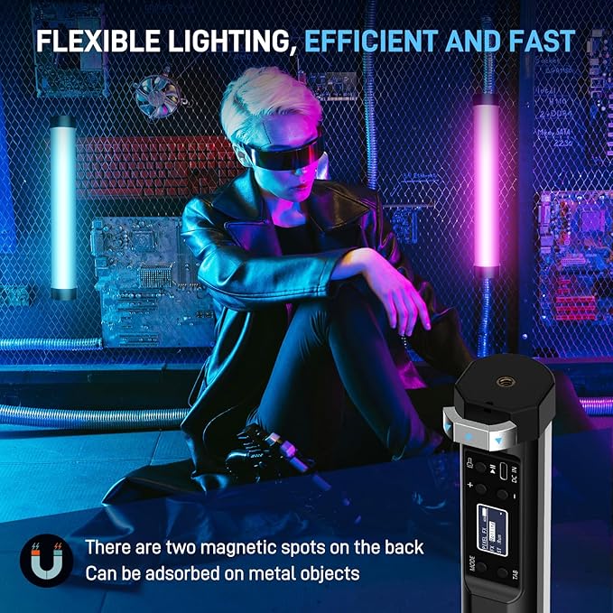 GVM RGB Tube Light with Spotlight, Magnetic Handheld Photography Light - Image 3