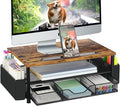 Wood Desk Organizers and Accessories, 2-Tier Computer Monitor Stand Riser by AUPSEN