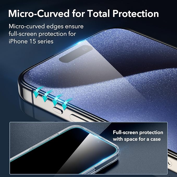 ESR 3+1 Pack for iPhone 15 Pro Screen Protector, Full Coverage Ultra-tough - Image 3