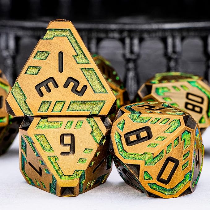 Metal DND Sci-fi Dice Set 7PCS Stripe Polyhedral Dice - Image 5