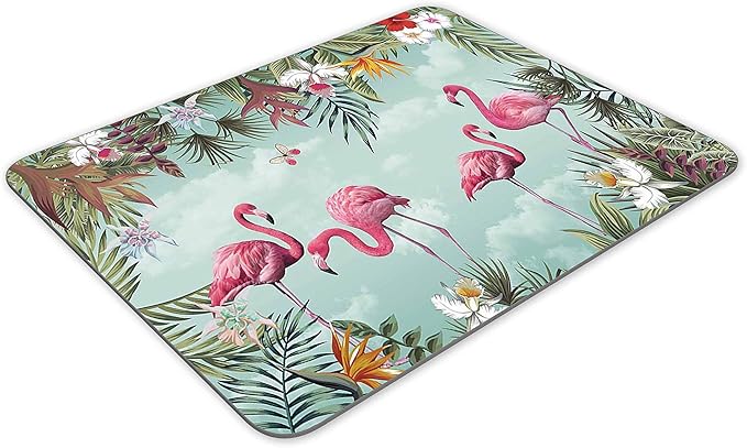 Tropical Leaves and Flamingo Gaming Mouse Pad， Rectangle Mouse Pad Size - Image 2