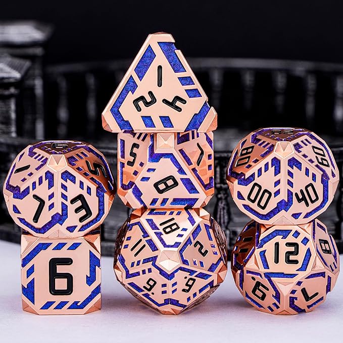 Metal DND Sci-fi Dice Set 7PCS Stripe Polyhedral Dice - Image 2