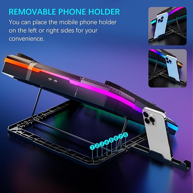 Laptop Cooling Pad Powerful Turbo Fan RGB Gaming Notebook Cooler, Moojay Laptop - Image 5