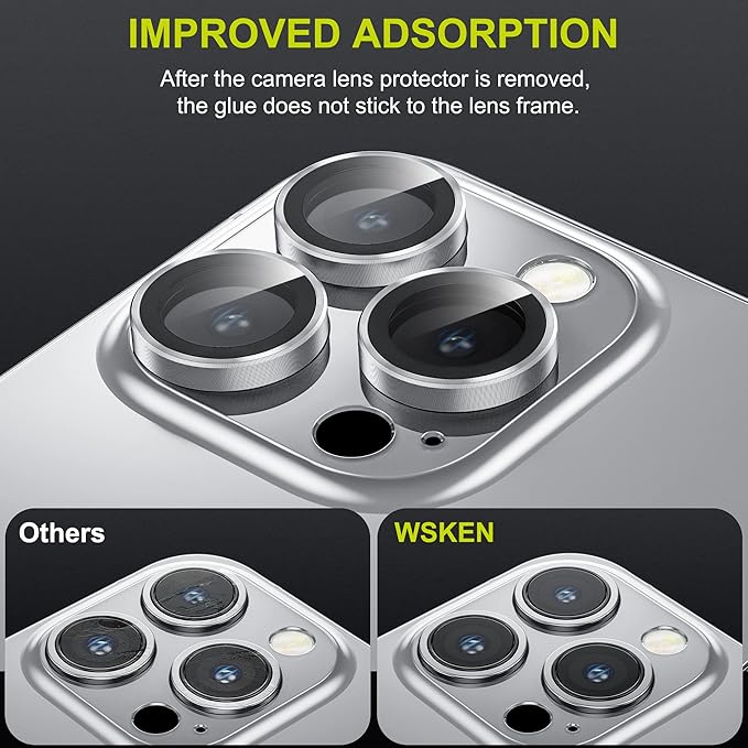 WSKEN for iPhone 14 Pro/iPhone 14 Pro Max Camera Lens Protector, HD Tempered - Image 5