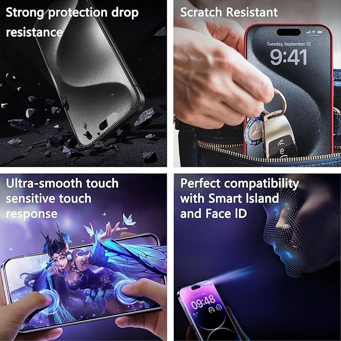 Matte Screen Protector for iPhone 17, iPhone 16 Pro 6.3-Inch, Auto Dust Removal - Image 6