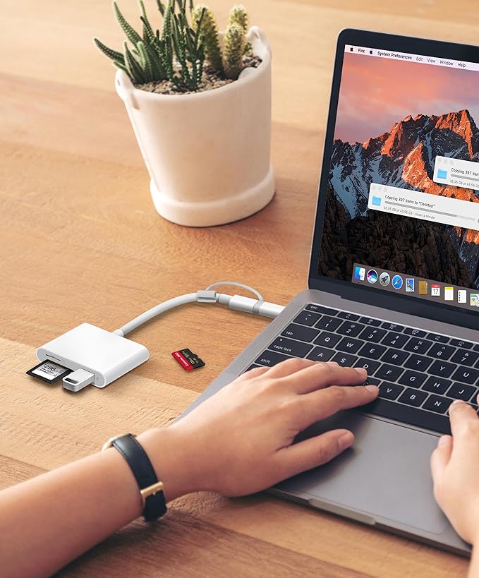SD Card Reader for iPhone iPad Built-in Lightening & USB-C Dual Connectors Card - Image 6