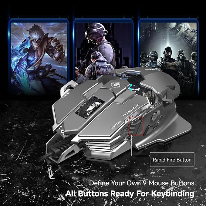 EWEADN G5 Wired Gaming Mouse, Ergonomic RGB Computer Mouse, 12800 Adjustable DPI - Image 5