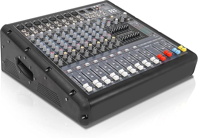 Sound Town 10-Channel 2x800W Powered Mixer w/ 2 Bus, DSP effects, Dual 7-band EQ - Image 2