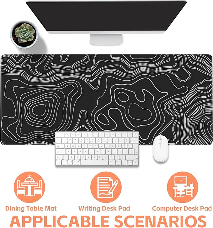Mouse Pad Large Topographic Map Lines Non-Slip Game Desk Mat - Image 4