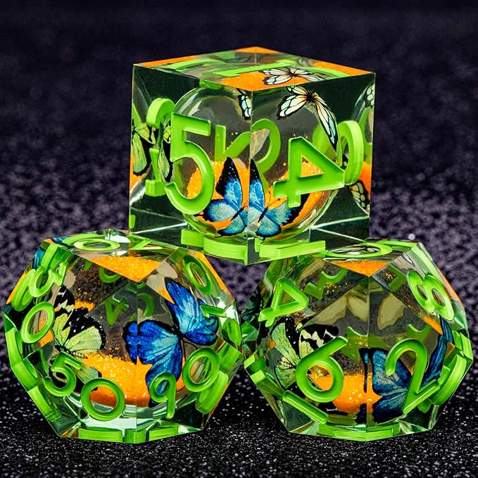 Butterfly DND Dice Green Liquid Core Dice Set - Image 4