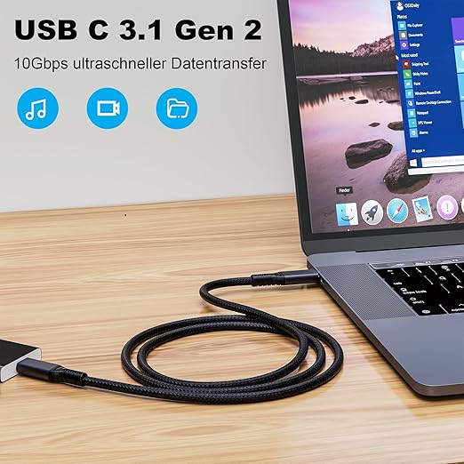 2pack USB c Cable 3.3FT, usbc to usbc 3.1, 10gbps Data Transfer USB-c Video 4K - Image 2