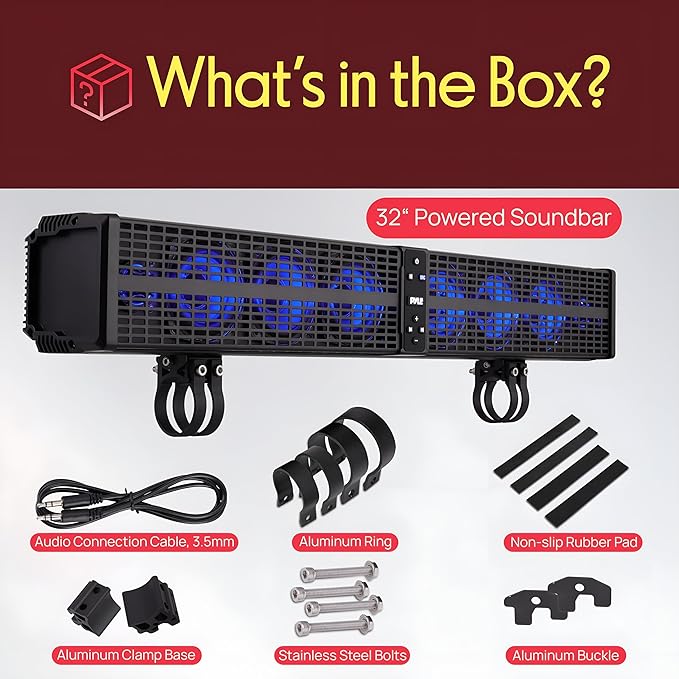 Pyle 32" Powered ATV/UTV Soundbar System, 200W Bluetooth Speakers - Image 2