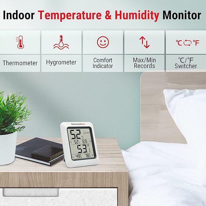 ThermoPro TP50 2 Pieces Digital Hygrometer Indoor Thermometer Room Thermometer - Image 2