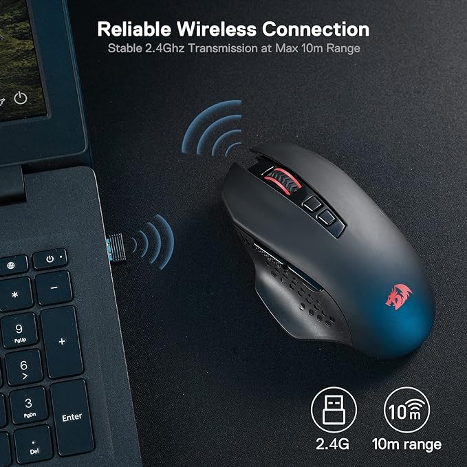 Redragon M656 Gainer Wireless Gaming Mouse, 4000 DPI 2.4Ghz Wireless Mouse w/ 5 - Image 4