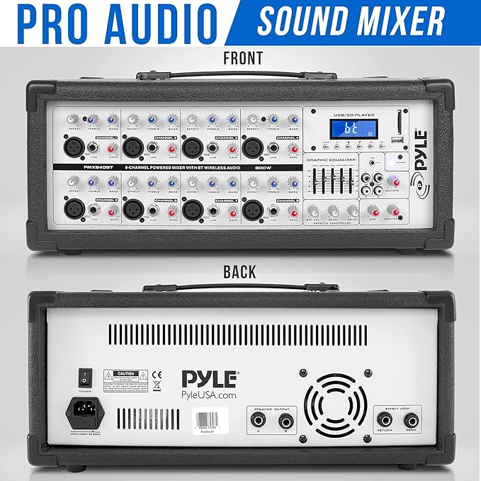 Pyle 800W Bluetooth Stage Powered Mixer - Image 2