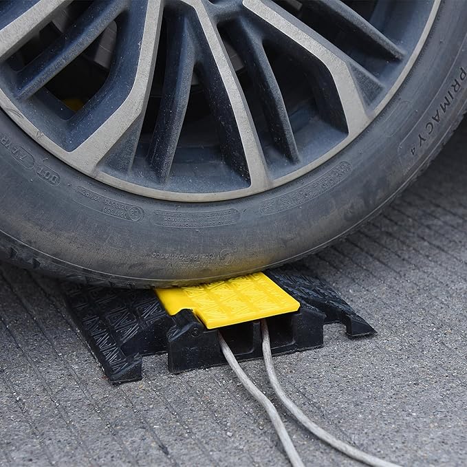 Heavy-Duty Rubber Cable Protector Ramp, Floor Cable Wire Cord Cover Speed Bumps - Image 7