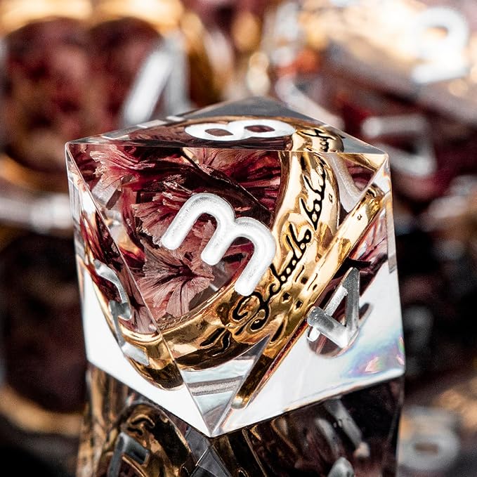 Magic Golden Ring DND Dice Set Sharp Edge Resin Dice - Image 4