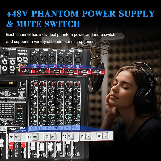 Audio Mixer 12 Channel Professional Mixer Console - Image 7