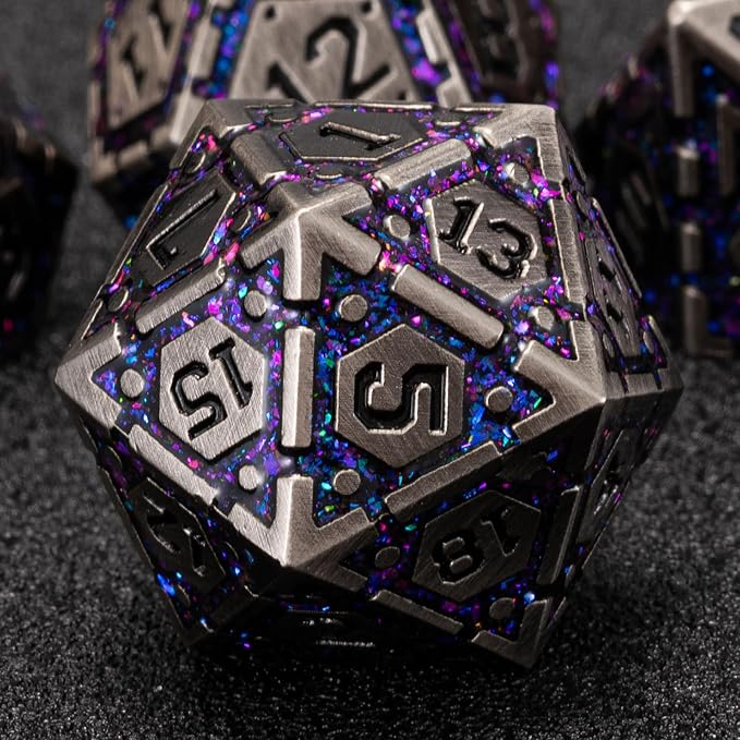 Metal D&D Dice Set, Polyhedral Metallic Dice - Image 4