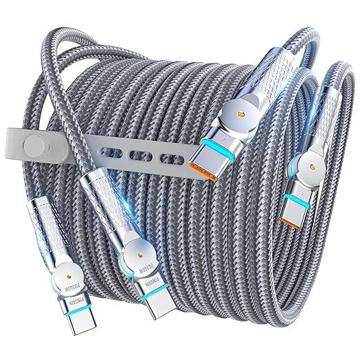 USB C to USB C Cable 6.6ft, 240W 2-Pack Braided 180°Rotating Type C Charging by PINGXIN
