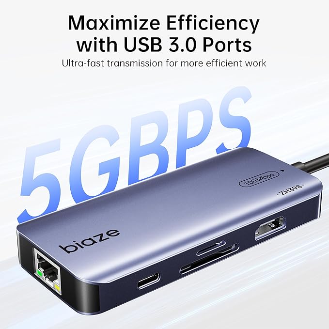 8-in-1 USB C Hub Adapter for MacBook, 4K60Hz HDMI, 100W PD Charging, USB 3.0 - Image 4