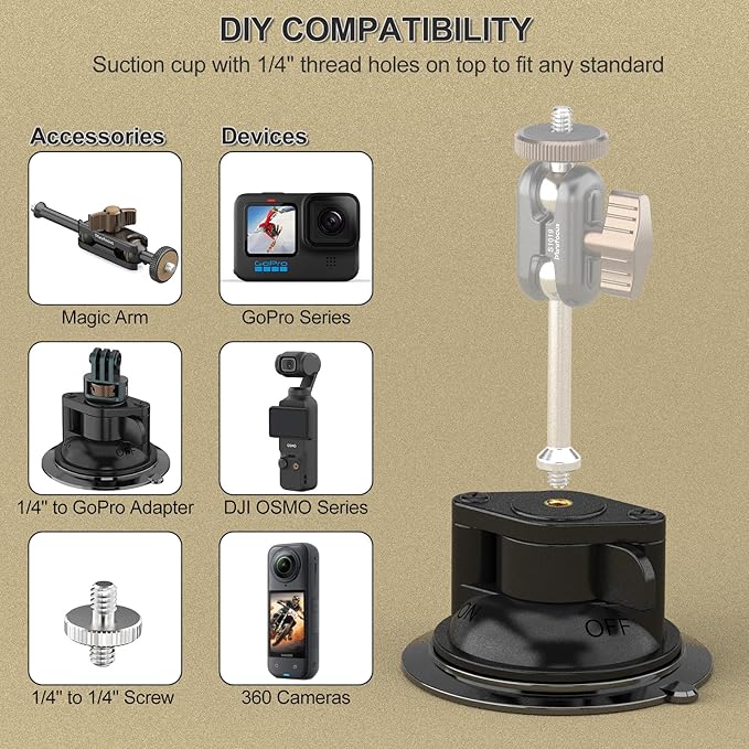 Suction Cup Mount, Windshield Suction Mount Bracket, Single Suction Base - Image 2