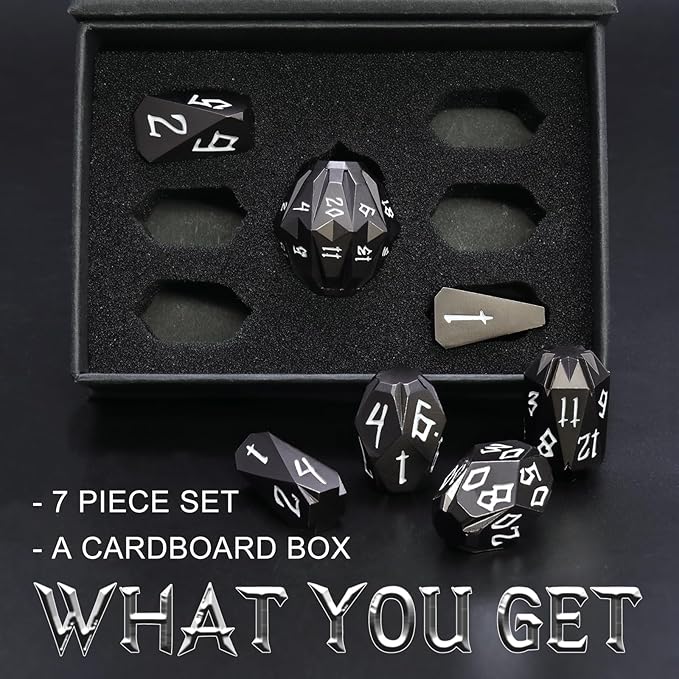Metal DND Dice Set D and D, Dungeons and Dragons Dice of 7 RPG Dice Set Metal - Image 3