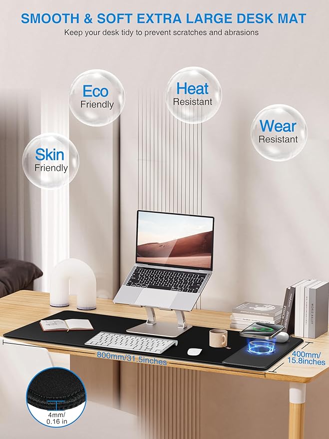 TopMade Mouse Pad with 15W Wireless Charging, Gaming Mousepad Home Office Large - Image 3