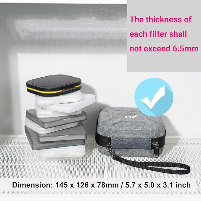 JJC 10 Pockets Hard Shell Lens Filter Bag Up to 95mm, Water Resistant & - Image 2