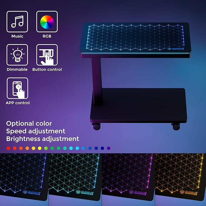 EUREKA ERGONOMIC Height Adjustable Computer Tower Stand, Illuminated Glass - Image 3