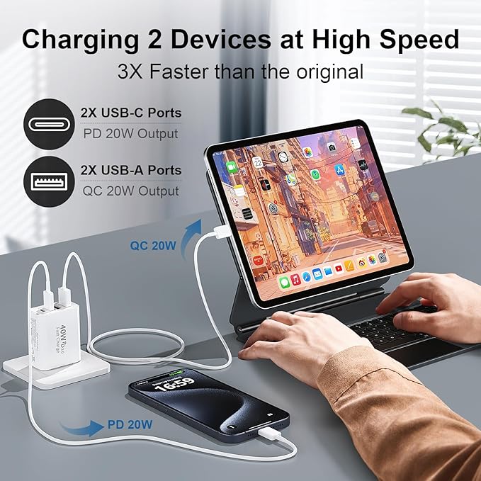 40W USB C Charger Block for iPhone 17/17 Pro/17 Pro Max/Air/16/16 Pro/16 Pro - Image 3