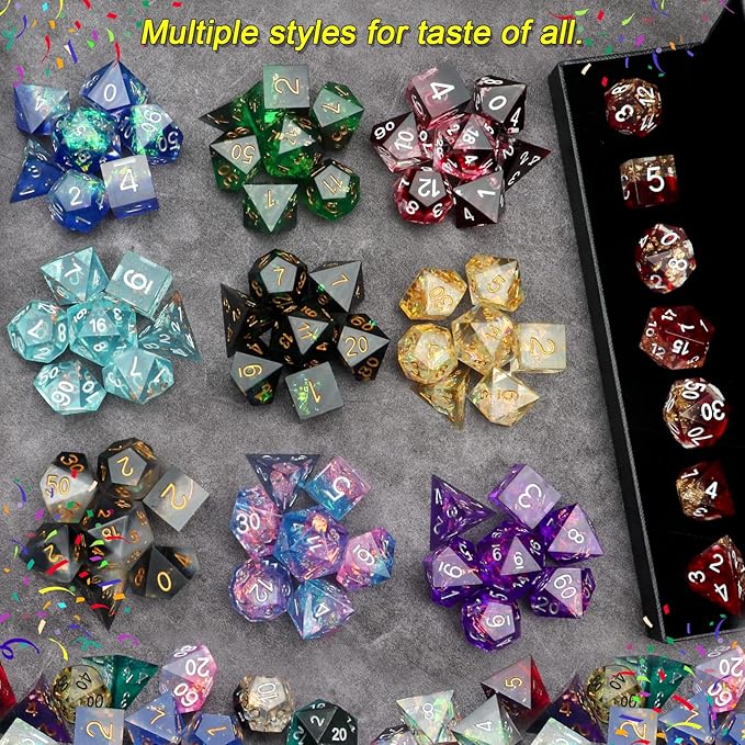 Haxtec Mystery DND Dice Set Sharp Edge Resin Dice - Image 3