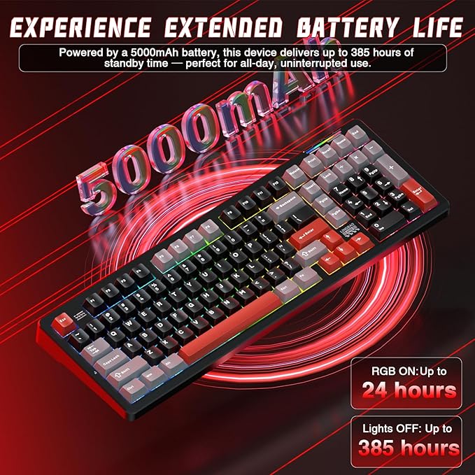 LINGBAO K98 Wireless Mechanical Gaming Keyboard, Tri-Mode BT5.0/2.4GHz/USB-C - Image 4