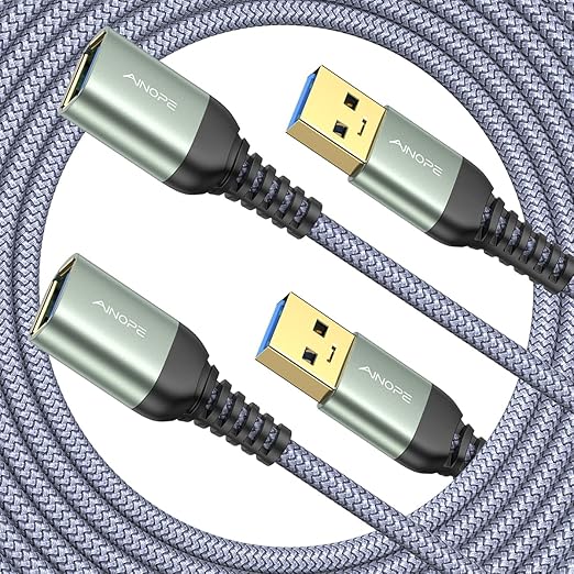 AINOPE 2 Pack USB Extensions Cable High Speed USB 3.0 Extension Cord Type A by AINOPE10yearsforphoneaccessories