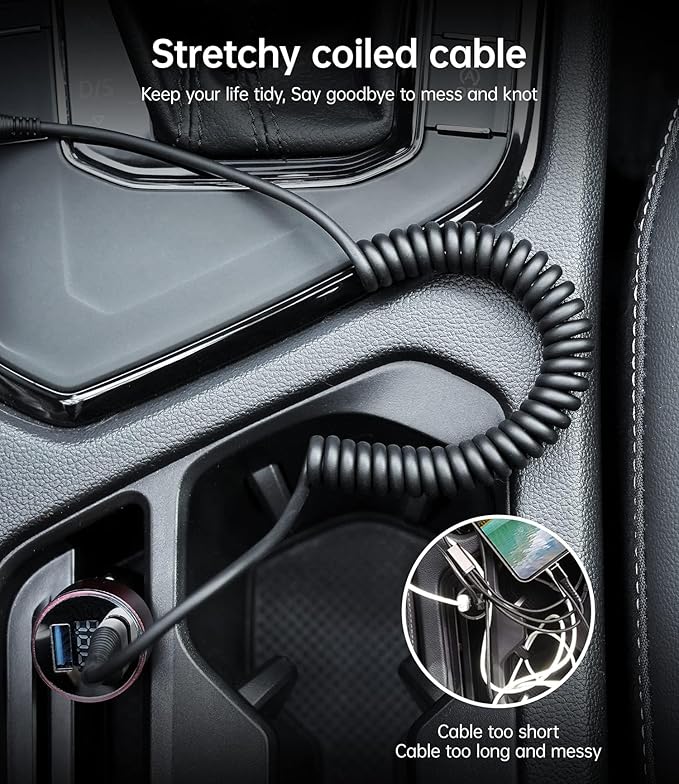 USB C to USB C Charger Cable, Coiled USB C Charger Cable - Image 5