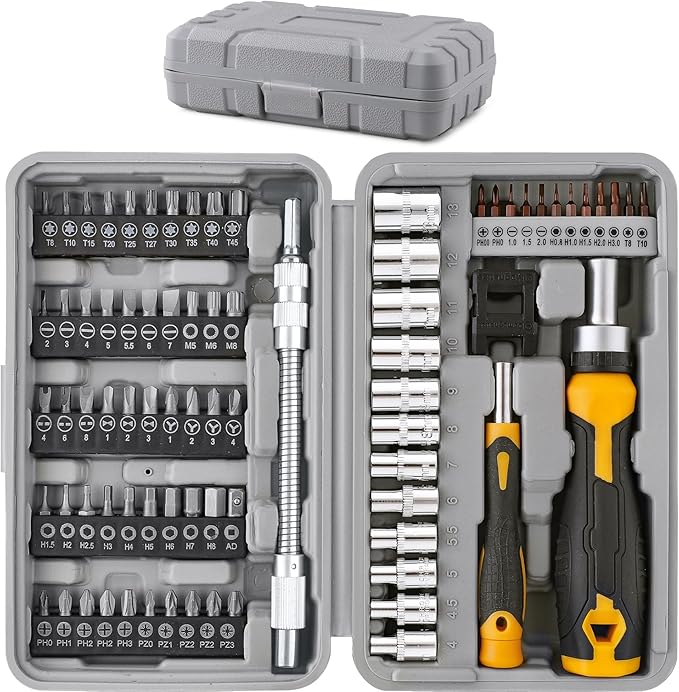 Hi-Spec 78pc Multi Screw Driver Bit Set and 1/4 inch Socket Set by Hi-SpecToolsUSA