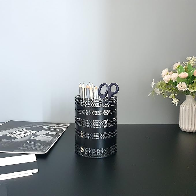 Metal Mesh Pen Pencil Cup Holder Stand Office Desk Organizer Stationery Caddy - Image 2