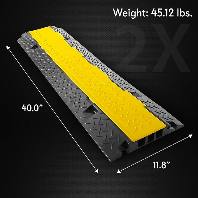 Pyle Ramp-3 Channel Rubber Floor Cord Concealer-Heavy Duty Cable Protector - Image 6