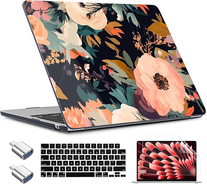 TWOLSKOO Compatible with M4 MacBook Air 13.6 inch Case 2025-2022 Release M4 by TWOLSKOO