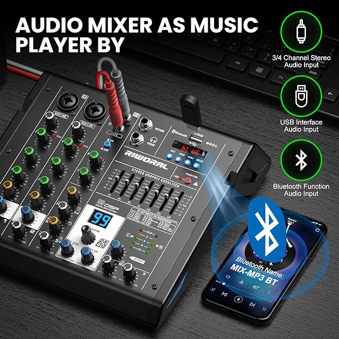 4 Channel Audio Interface DJ Mixer - Image 3