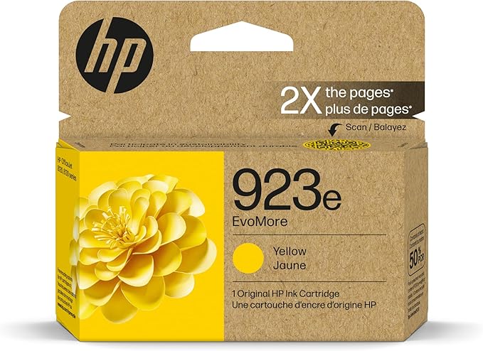 HP 923e EvoMore High Yield Yellow Ink Cartridge | Works OfficeJet 8120 Series by HP