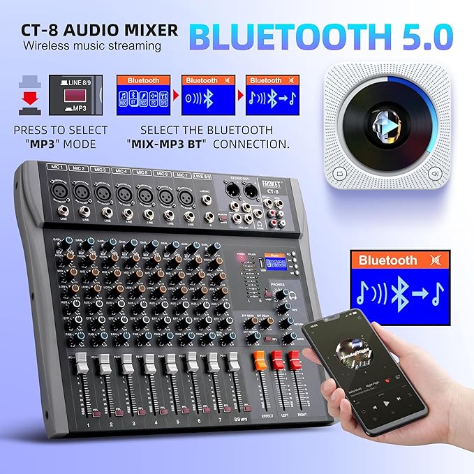 Pro DJ Mixer 8-Channel Audio Console - Image 7