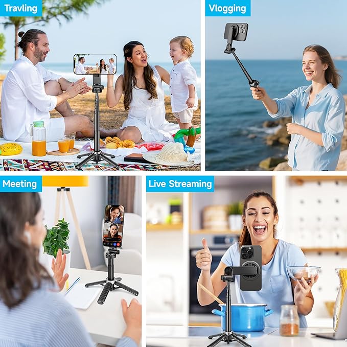 4-in-1 Multifunctional 360° Rotation Magnetic Selfie Stick, Mini Tripod - Image 7