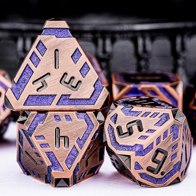 Metal DND Sci-fi Dice Set 7PCS Stripe Polyhedral Dice - Image 5