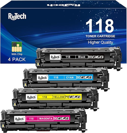118 Toner Cartridge Black Cyan Magenta Yellow by RitoTech