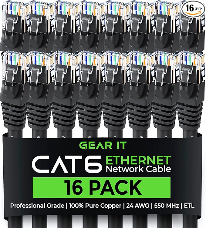 GearIT Cat 6 Ethernet Cable Cat6 Network Patch, Snagless Cord, Internet by GEARit