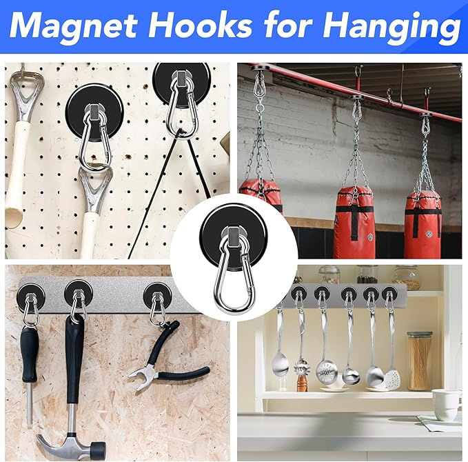 LOVIMAG Magnetic Hooks, 150LBS Strong Magnet Hooks Black Swivel Magnetic Hook - Image 6