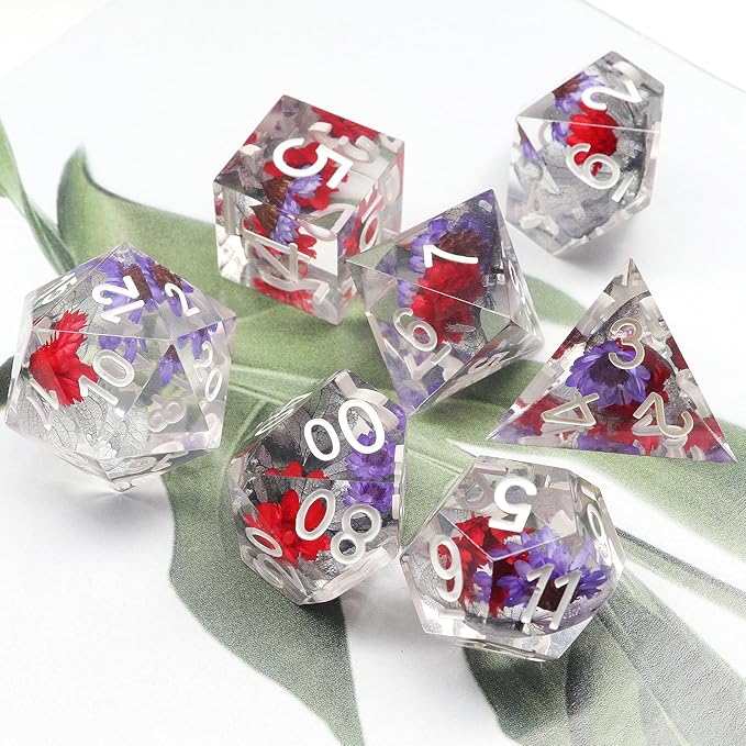 Haxtec Flower DND Dice Set Sharp Edge Dice - Image 3