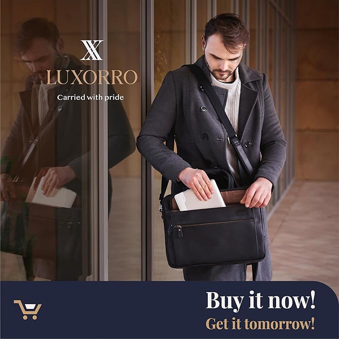 Luxorro Full Grain Leather Briefcase - Image 9